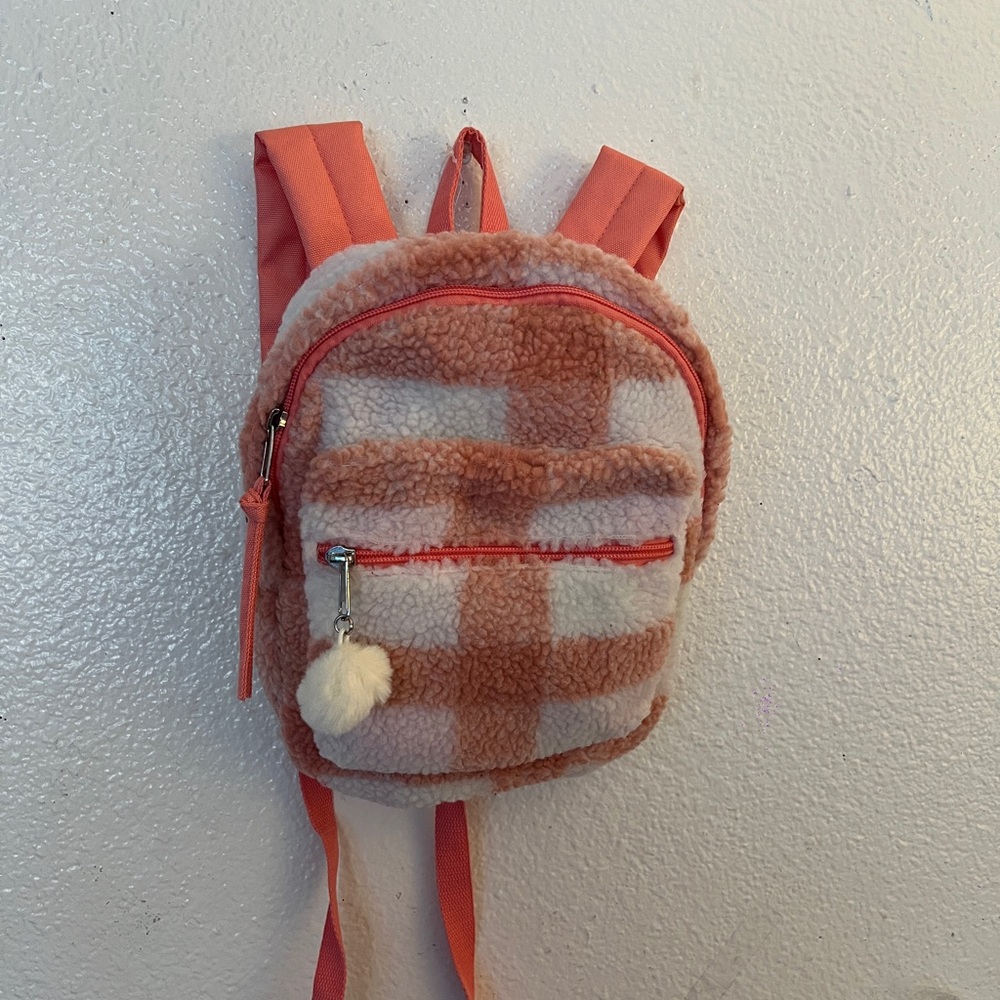 Cat &Jack  Girl’s  Plaid Sherpa Mini Backpack New
